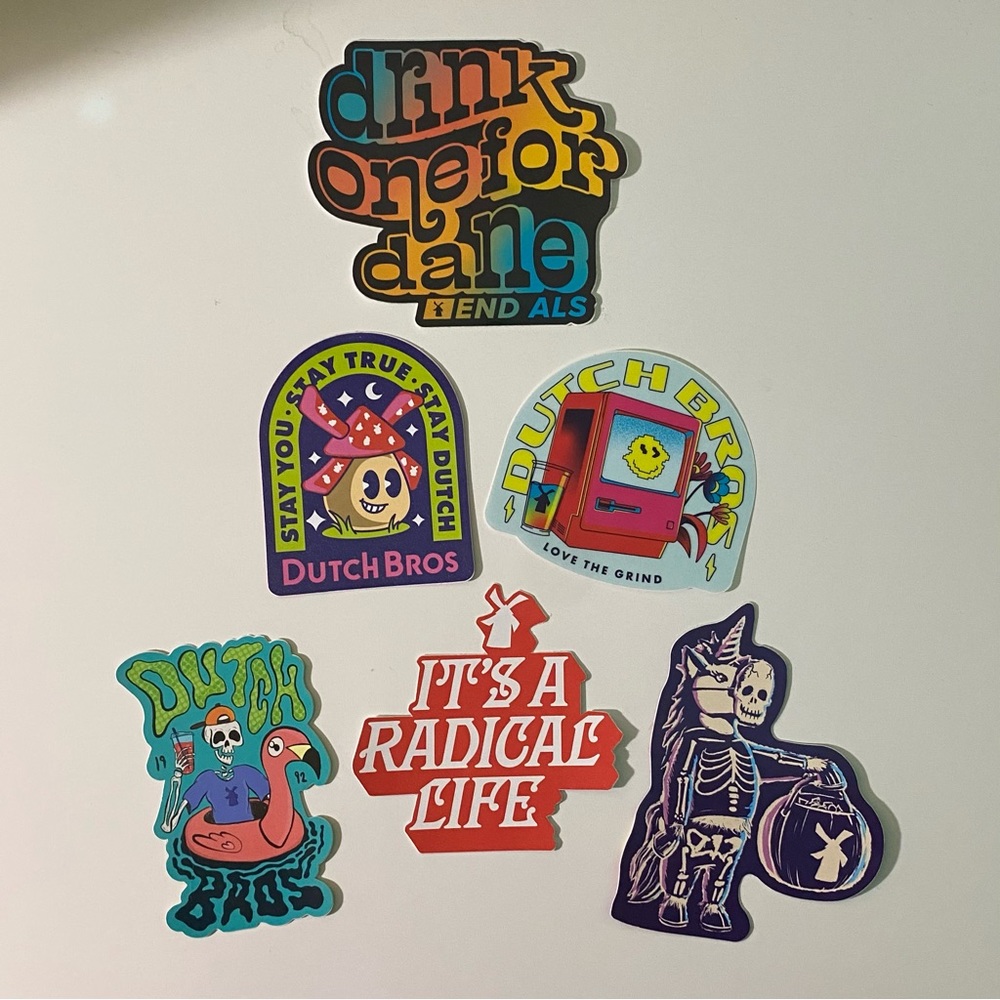 Pack of 6 Dutch Bros Stickers